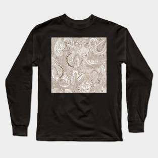 Sepia Paisley Pattern Long Sleeve T-Shirt